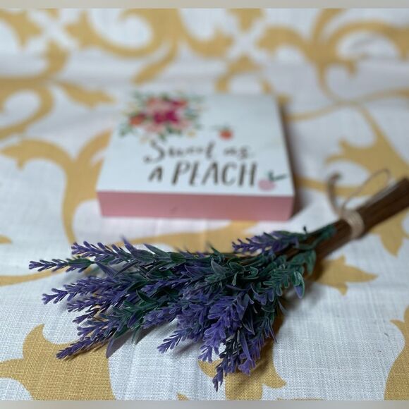 “Sweet As A Peach” NEW Cottage Style Wooden Decor Floral Accents NWT 2 Available - Picture 3 of 5